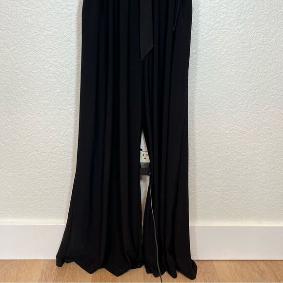 Eliza J Flutter Sleeve V-Neck Belted Wide Leg Jumpsuit in Black size 4 - Picture 14 of 15